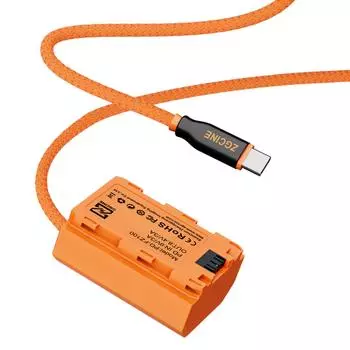 ZGCINE PD-LPE6 Type-C — LP-E6NH Фиктивная батарея с плетеным проводом, адаптер постоянного тока, аксессуар для Canon Type-C to LP-E6NH Dummy Battery оранжевый
