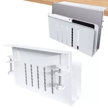 ZGNWRHVA Приставной стол для ноутбука MacBook PC Зарядка Вес 5 кг Скрывает Организует Документ Сталь Без сверления Подходит для столешниц Легкая установка Зажим, Хранение, белый