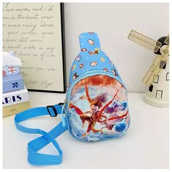 Zha 2 Ne Cartoon Kids Small Crossbody Bag Durable Polyester Everyday Activities Blue