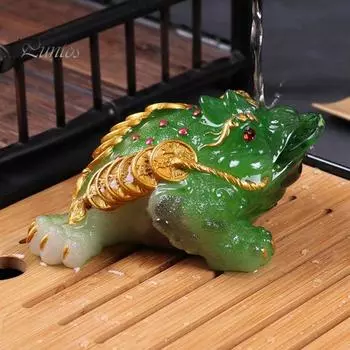Жаба Чай Питомец Цвет Изменение Смола Украшение Привлечение Богатства Кунг-фу Чай Питомец Домашний Офис Декор Стола Аксессуар Чайная Церемония зелёный