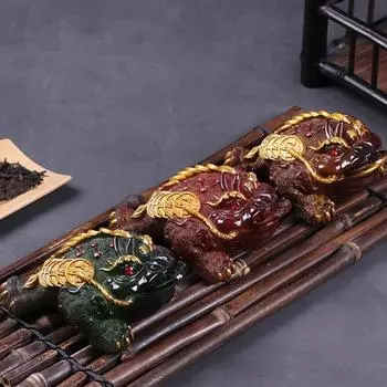 Жаба Чай Питомец Цвет Изменение Смола Украшение Привлечение Богатства Кунг-фу Чай Питомец Домашний Офис Декор Стола Аксессуар Чайная Церемония зелёный