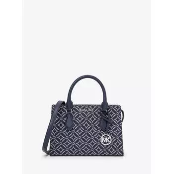 ЖАККАРДОВАЯ СУМКА-ПОРТФЕЛЬ С ЛОГОТИПОМ MICHAEL KORS SHEILA, МАЛЕНЬКАЯ, НА МОЛНИИ ПО ЦЕНТРУ 35F4S6HS5J461, ДЖИНСОВАЯ