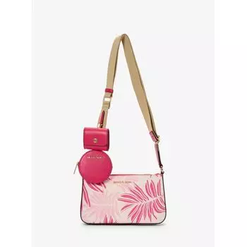 ЖАККАРДОВОЕ СУМКА MICHAEL KORS JET SET TRAVEL PALM С ЧЕХОЛОМ ДЛЯ АЭРОПОДОВ, МАЛЕНЬКИЙ 35S4GTVC1U2613 ELECTROPINK MULTI