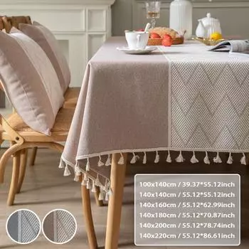 Жаккардовая крышка стола с кисточками и волнами для обеденной вечеринки, рождественская скатерть 100x140cm хаки