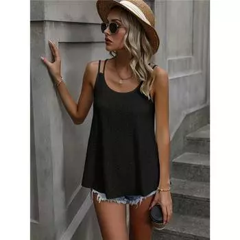 Жаккардовая майка с круглым вырезом и безрукавка, женская рубашка 4XL лазурь