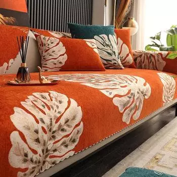 Жаккардовая подушка для дивана с банановыми листьями, черный чехол для дивана в пасторальном стиле, универсальный нескользящий тканевый чехол для дивана, полотенце, новинка, новинка 70x70cm 1pcs