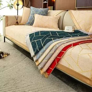 Жаккардовая подушка для дивана, синель, Нескользящий детский чехол для дивана с домашними животными, коврик для дивана для гостиной, домашний декор, однотонный чехол для дивана с геометрическим рисунком 70x70