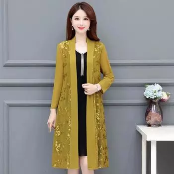 Жаккардовая ткань Commute Gauze Weave Open Stitch Весна Лето Повседневная женская одежда с длинным рукавом Стильная блузка миди с плетением 7XL чёрный