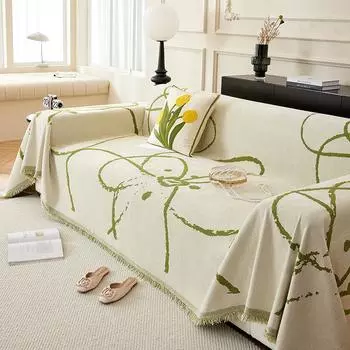 Жаккардовое полотенце для дивана с кисточками, полное покрытие, противоскользящее, против царапин, высокое качество, синель, функциональный чехол для дивана, одеяло, подушка для сиденья 180x130cm1pcs