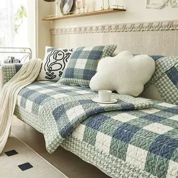 Жаккардовое полотенце для дивана, универсальные чехлы для диванов, противоскользящие кожаные линии, стильный хлопковый чехол на сиденье, современный дом, четыре сезона 70x70cm 1pcs