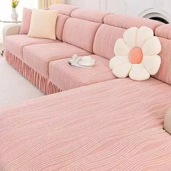 Жаккардовые флисовые чехлы для диванов с юбкой, эластичный матрас для дивана на 1/2/3/4 места, удобный универсальный чехол для углового дивана Backrest Cover S