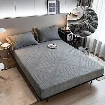 Жаккардовые молочно-бархатные регулируемые простыни класса А для матери и ребенка, зимняя утолщенная теплая простыня с резинкой 90x190x30cm