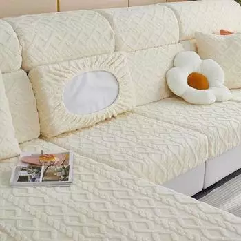 Жаккардовые толстые чехлы для диванов, роскошный мягкий чехол для подушки на сиденье дивана, эластичный однотонный чехол для дивана, гостиной, L-образный, моющийся Back cushion(S)