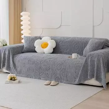 Жаккардовый чехол для дивана Ins Стиль, зимнее плюшевое полотенце для дивана, утолщенное однотонное одеяло с защитой от кошачьих царапин, диванное одеяло с полной оберткой, ткань 180x130cm1pcs