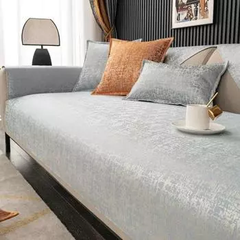 Жаккардовый чехол для дивана из синели, европейский стиль, однотонная полоска, современный нескользящий атласный край, чехол для кресла, полотенце, четыре сезона, роды 70x70cm 1pcs