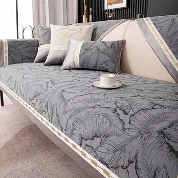 Жаккардовый чехол для дивана из синели с листьями, универсальная подушка на четыре сезона, новая нескользящая подушка для гостиной, светильник, роскошный чехол для дивана 70x70cm 1pcs