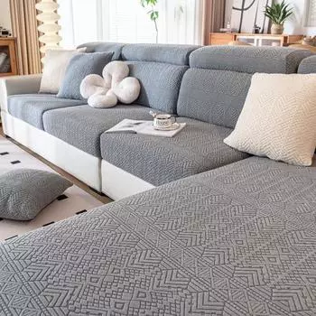 Жаккардовый чехол для дивана, Нескользящий эластичный чехол для дивана, чехол для дивана, защита для мебели для гостиной Backrest Cover S синий