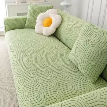 Жаккардовый чехол для дивана, однотонный противоскользящий чехол для дивана различных размеров, плюшевый, мягкий пылезащитный чехол для домашнего декора гостиной 1 Seat оранжевый