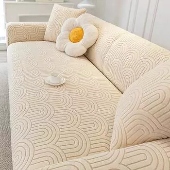 Жаккардовый чехол для дивана, однотонный противоскользящий чехол для дивана различных размеров, плюшевый, мягкий пылезащитный чехол для домашнего декора гостиной 1 Seat оранжевый