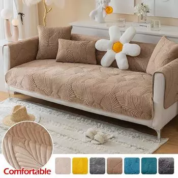 Жаккардовый чехол для дивана, однотонный противоскользящий чехол для дивана различных размеров, плюшевый мягкий пыленепроницаемый чехол для домашнего декора гостиной 70x70cm синий