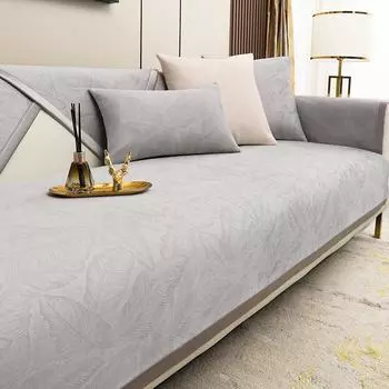 Жаккардовый чехол для дивана, противоскользящие чехлы для диванов, чехлы на сиденья 1/2/3/4 для гостиной, однотонный чехол для дивана, полотенце, серый чехол с краем 70x70cm 1pcs