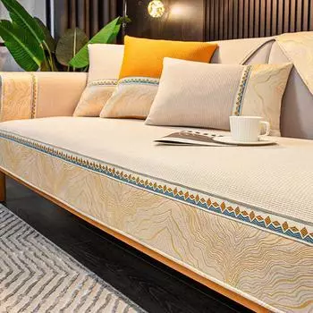 Жаккардовый чехол для дивана с широкими краями, противоскользящая сетка, плюшевая подушка, теплый чехол, полотенце для дивана, вышивка, лямка, чехол для дивана для дома 70x70cm 1pcs