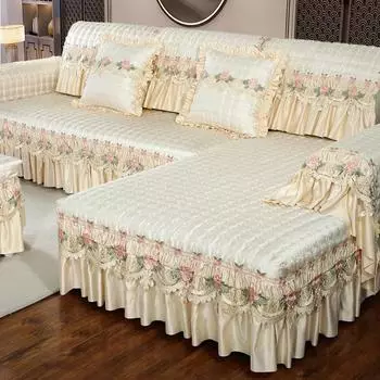 Жаккардовый чехол для дивана с технологией вышивки, удобная тканевая противоскользящая подушка для сиденья, четырехсезонное универсальное минималистичное диванное полотенце 70x70cm 1pcs