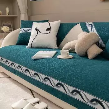 Жаккардовый чехол для дивана, толстые нескользящие чехлы, чехлы для дивана с волнистыми краями для гостиной, универсальный диван, коврик для полотенец, 1/2/3/4, декор 70x70cm 1pcs