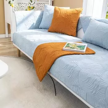 Жаккардовый чехол для дивана, утолщенный нескользящий чехол для подушки, хлопковый бархатный универсальный чехол для дивана для гостиной, защитный чехол для мебели 70x70cm оранжевый