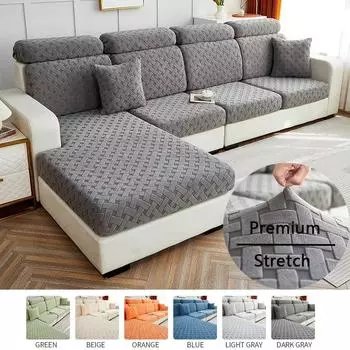 Жаккардовый чехол на подушку для дивана 1/2/3/4/L ПК, устойчивый к царапинам для домашних животных, всесезонный универсальный чехол для дивана с защитой от грязи, легко установить back cover синий