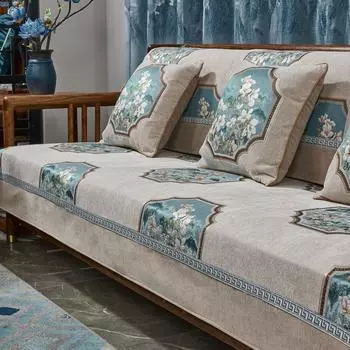 Жаккардовый чехол в китайском стиле, синель, универсальный чехол для дивана на четыре сезона, домашний декор для гостиной, Нескользящая подушка для дивана 70x70