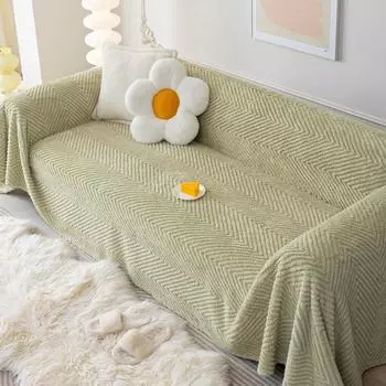 Жаккардовый хлопковый бархатный чехол для дивана с узором «елочка», ткань для четырех сезонов, универсальное высокочувствительное полностью покрытое одеяло 180*130cm