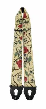 Жаккардовый ремень для гитары с замком SKULL AND Lock Perri s TWSPL-7058 ROSES/With Perri s