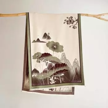 Жаккардовый шарф/шаль в стиле ретро-этнического плетения : Плотный, теплый и двойного назначения для зимы и кондиционируемых помещений. 180x65cm синий