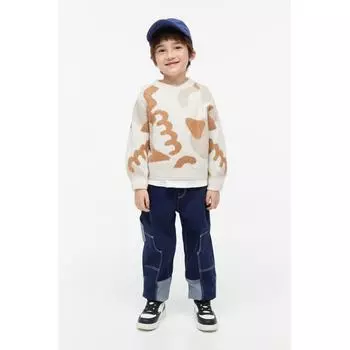 Жаккардовый свитер HM с узором кремового цвета