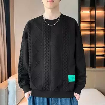 Жаккардовый свитер с круглым вырезом, мужская осенняя свободная универсальная рубашка-рубашка в стиле хулиган M
