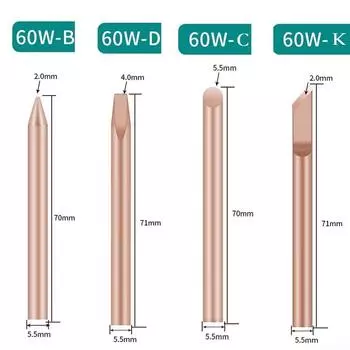 Жало паяльника 5,5 мм 70-71 мм BCDK 60 Вт бронза