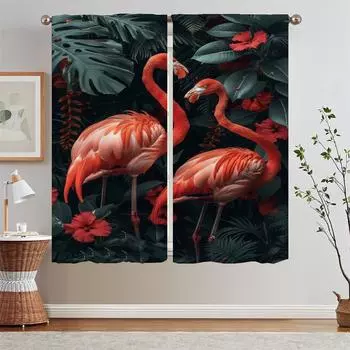 Жалюзи Фламинго Покрывало Шторы для Гостиной Таможенная Бесплатная Доставка Товары Затемняющие Шторы Затемняющие Щупальца Кудри Шторы W50xH70cmx2pcs-CL