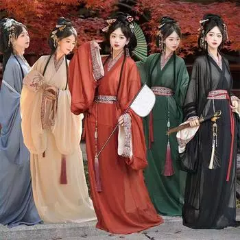 ZHAN GUO Robe Ежедневный взрослый женский костюм Hanfu с хвостом большого объема L бежевый