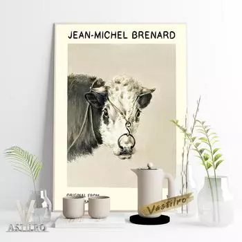 Жан-Мишель Бренар, выставка-музей, постер, винтажный настенный художественный холст, картина, корова, животное, винтажная печать, художественная галерея 21cm30cm NoFrame