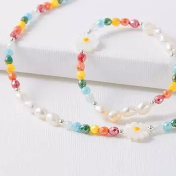 Zhao Ruth Color Beaded Dopamine Necklace Female Niche Design High Sense Baroque Pearl Clavicle Chain