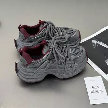 Zhao Ruth fried street thick-soled dad shoes women s new leather mesh breathable heightening casual sports shoes 35