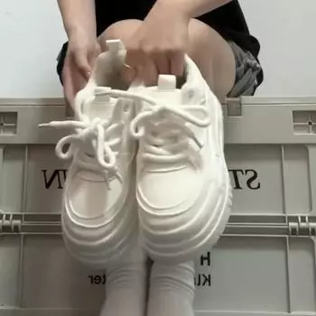 Zhao Ruth s same heightening small fragrant high-end little white shoes 2024 new models with thick-soled versatile campus wind shoes 35 белый