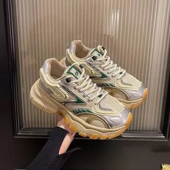 Zhao Ruth, the same dad shoes for women s 2024 spring and autumn new jogging shoes, thick-soled heightening casual sports shoes 35 зелёный