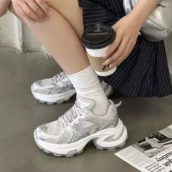 Zhao Ruth thick-soled silver dad shoes women s summer breathable versatile campus style casual sports shoes 35