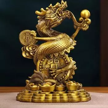 Zhaocai Богатство Привлекает Все Медные Золотые Слитки Дракон Украшения Офис Гостиная Дом Фойе Украшения Открытие Подарок
