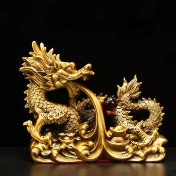Zhaocai Wealth Attract Bronze Dragon Decoration Living Room Brass Crafts Home Office Opening Auspicious Dragon Ornaments