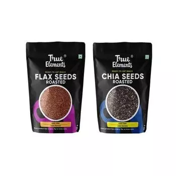 Жареные семена льна и семена чиа True Elements, 125 г, (Упаковка из 2 шт.)