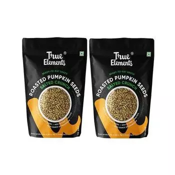 Жареные семена тыквы True Elements 125 г * 2 - соленые хрустящие, полезные закуски, 19 г растительного белка