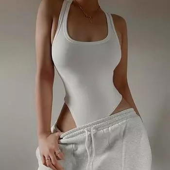 Жаркое лето 2024 года, сексуальный облегающий топ без рукавов, вязаный повседневный уличный облегающий женский топ S чёрный